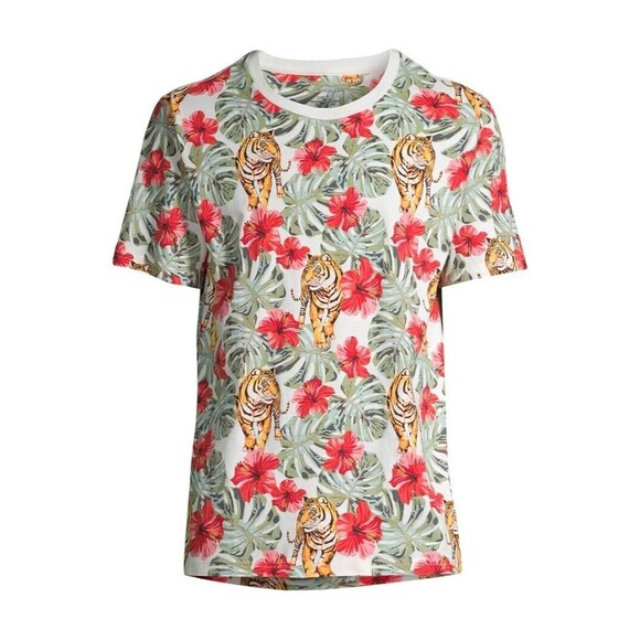 No Boundaries Mens Tee Shirt Floral Aloha Hawaiian Tigers Hibiscus Ti Leaf XL - Picture 3 of 16